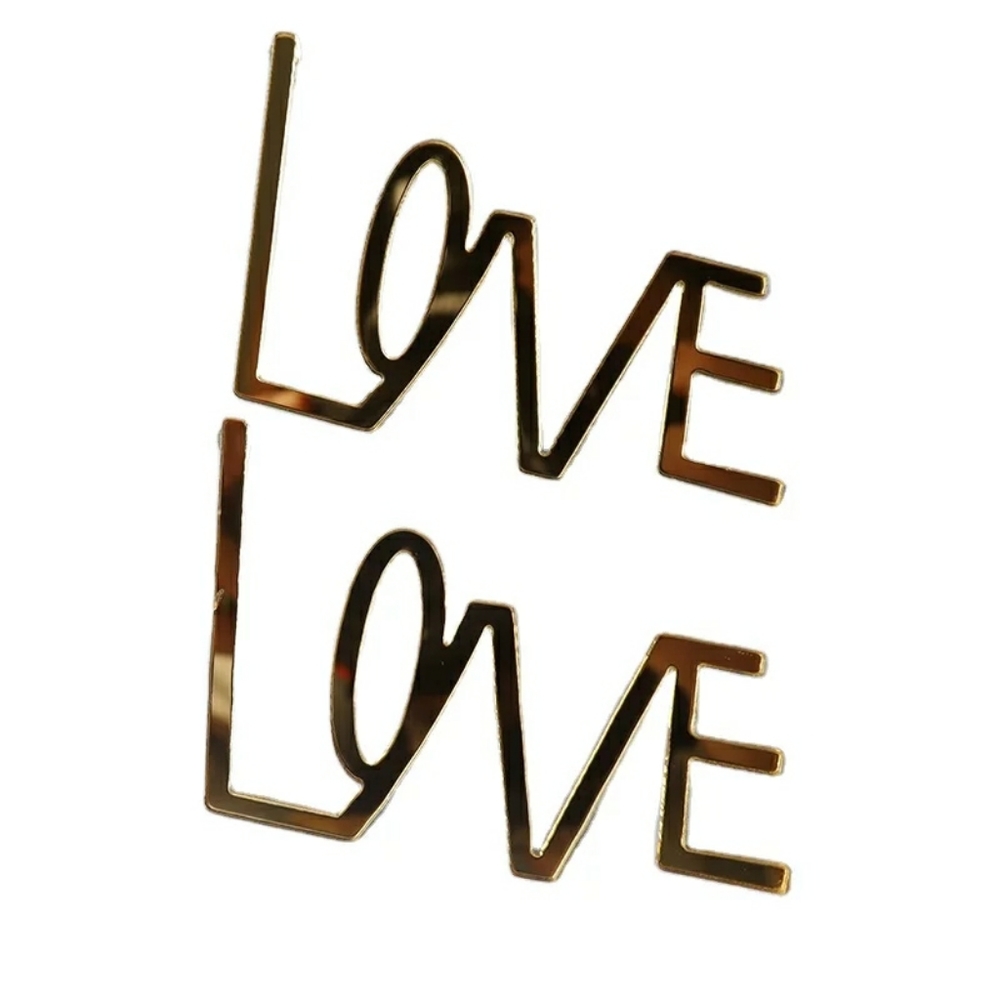 💋LOVE ACRYLIC MIRROR GOLD LOVE EARRINGS!!! - Picture 2 of 6